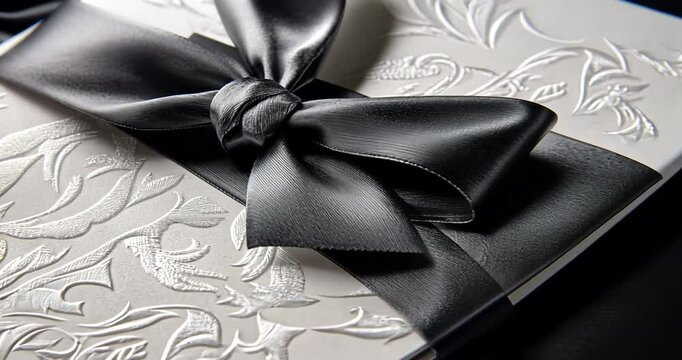 Elegant gift box with embossed design and ribbon