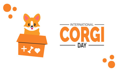  International corgi day holiday design. Perfect for banners, posters, greeting cards, and social media. Includes colorful illustration and elegant typography for a joyful and professional look