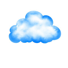 fluffy white and blue cloud illustration with soft, dreamy appearance, floating against transparent background. cloud has gentle, airy texture, evoking sense of calm and tranquility