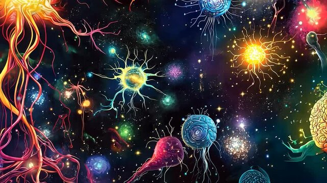 Colorful cosmic neural cells in space