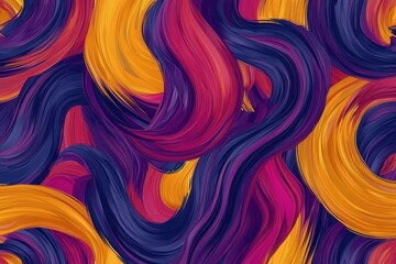 Fototapeta premium Abstract swirls of orange, purple, and blue paint. Colorful flowing lines create a vibrant pattern