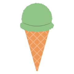 アイスクリーム　抹茶　イラスト