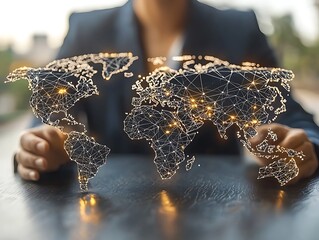 Global interconnectedness visualized through a network map.