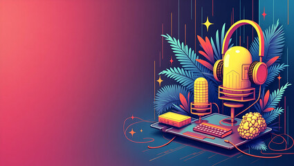 Elevate Your Podcast with Stunning Promotional Art: Dynamic Digital Illustrations & Creative Layouts for Enhanced Brand Recognition in Photo Stock Concepts
