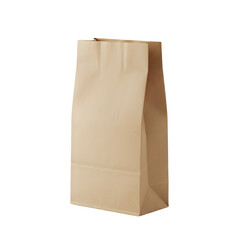 Minimalist Brown Paper Bag Standing Tall Isolated on White Backdrop