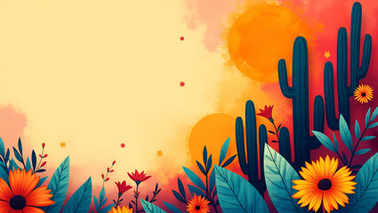 Vibrant Cinco de Mayo Artwork: Modern Abstract Designs Merging Rich Cultural Motifs for Impactful Editorial Campaigns