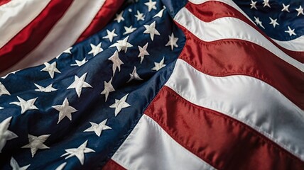 Wavy US American flag full frame