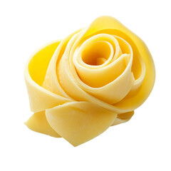 Butter curls rolled up, singles, isolated on white background