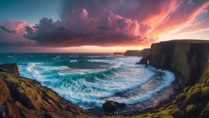Coastal Cliff at Sunset