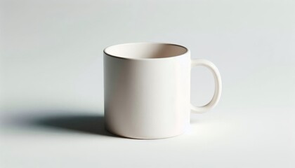 Obraz premium Off White, Cream or Beige Mug Mockup - Cup Branding and Logo Placement - Product Design for Identity - White Drink Cup in Studio setting - Background for Promotional Material - Mock-up Presentation
