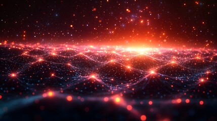 Abstract digital illustration of a glowing, networked cosmos.