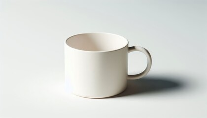 Fototapeta premium Off White, Cream or Beige Mug Mockup - Cup Branding and Logo Placement - Product Design for Identity - White Drink Cup in Studio setting - Background for Promotional Material - Mock-up Presentation
