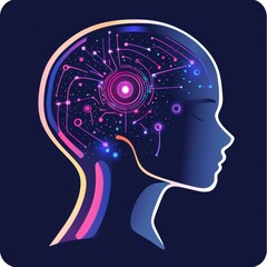 Artificial intelligence conceptual brain circuitry design, innovative technology, neural network, data processing, futuristic mind