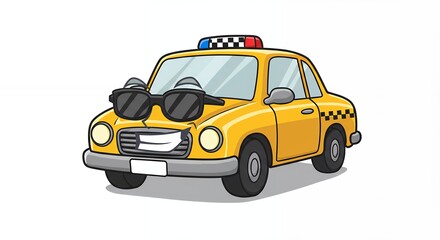 Obraz premium Cartoon yellow taxi illustration
