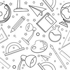 Science School Doodle Seamless Pattern Background