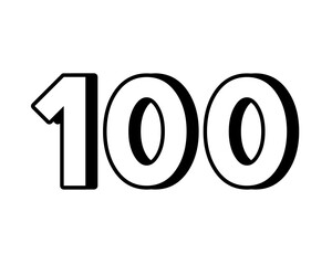 number 100 on transparent background,white color with a bold, 3D appearance and shadow effects for added depth and dimension for design elements