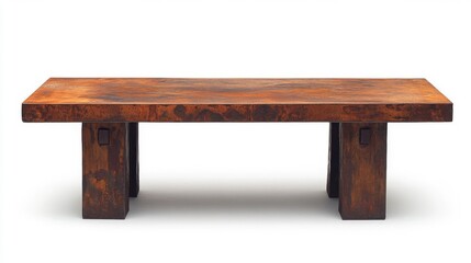 Rustic Brown Metal Bench with Weathered Texture