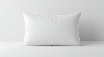 Pillow mockup with design template on white bed