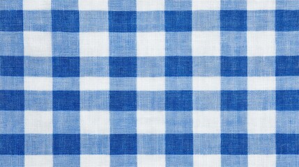 Blue and White Gingham Checkered Fabric Texture