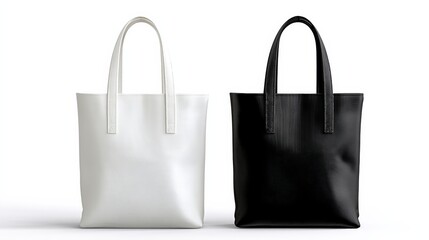 Two handbags, one white and one black, are shown side by side. The white bag has a more classic and elegant look, while the black bag has a more modern and edgy vibe