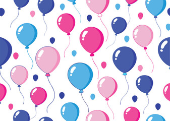 Seamless pattern repeatable pattern with pink and blue, balloon . celebrate, fly, carnival, green, anniversary,  helium, holiday, birthday, party, celebration white background