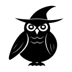 A cute brown cartoon owl character with a hat, a funny illustration of a wise bird from nature