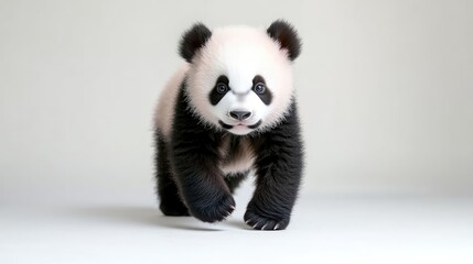 Naklejka premium Adorable baby panda taking a step forward