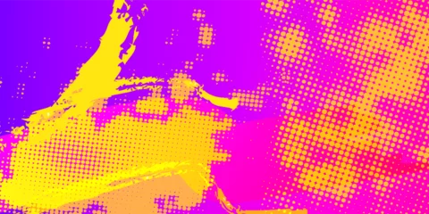 Gordijnen Abstract pink halftone background with diagonal gradient lines and dotted pattern. Vibrant pop-art style design, perfect for posters, banners, and digital artwork. © Arina Color