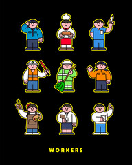 Worker Character Illustrations from Various Industries