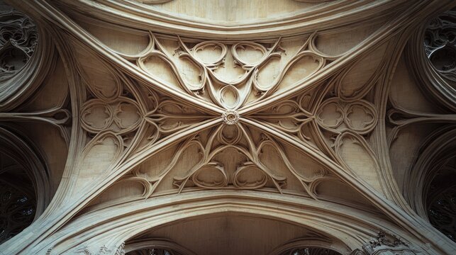 Intricate stone ceiling showcasing gothic architectural craftsmanship detail