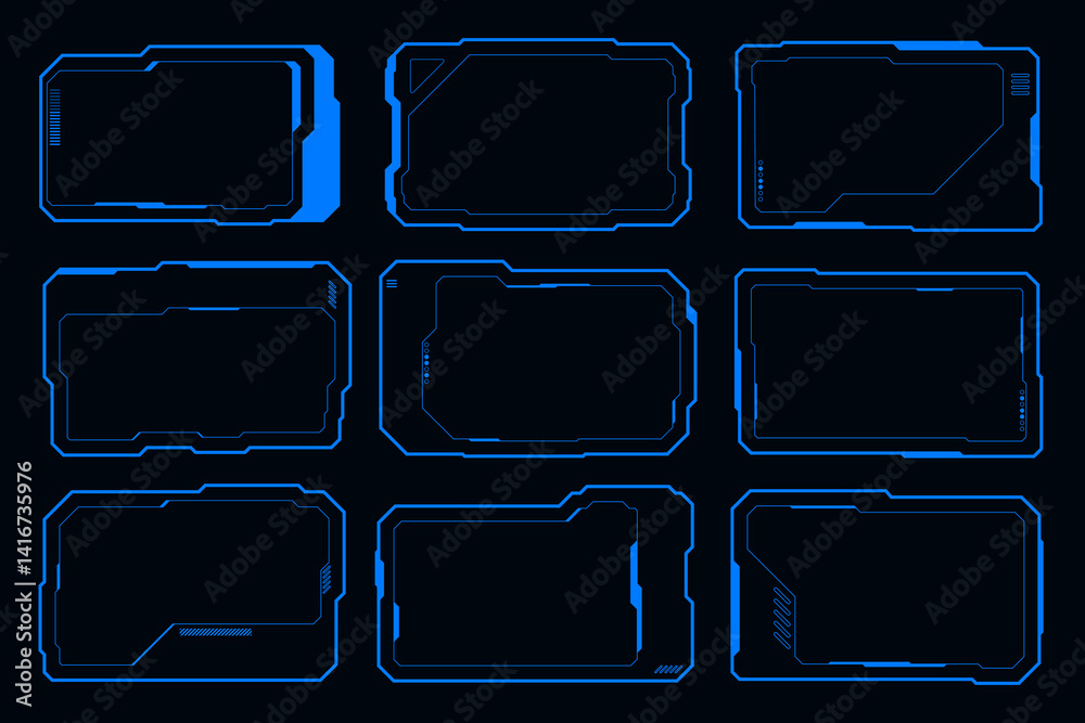 Wall mural frame technology cyberpunk design element. technology hi-tech element