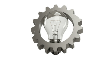 Isolated Light Bulb Inside Gear Innovation Concept