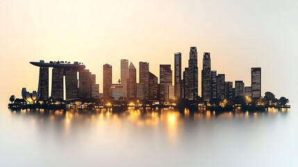 Obraz premium Iconic singapore skyline with famous architecture buildings high resolution image