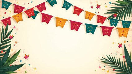 Elegant Festa Junina colorful flags illustration showcasing vibrant hues dynamic pattern design refined cultural symbolism and artistic embellishments ideal for festive promotion in  Photo Stock  Conc