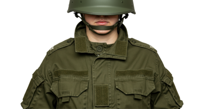 Isolated Soldier in Military Uniform Gear