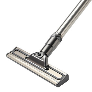 Metallic vacuum cleaner head chrome extension wand isolated on transparent background