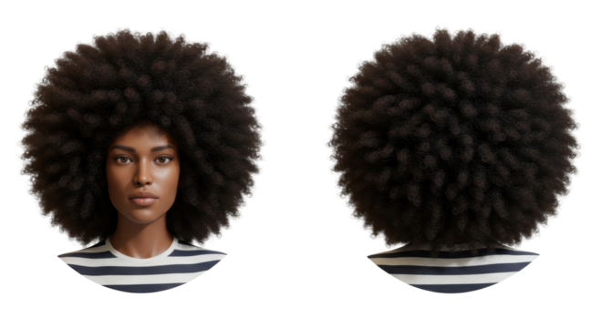 Isolated Afro Hairstyle Woman Portrait Beauty