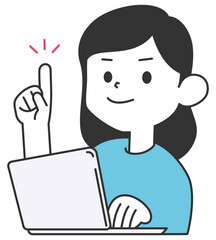 パソコンを操作しながらワンポイントアドバイスする女性