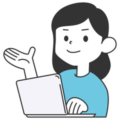 パソコン操作をしながら案内をする女性