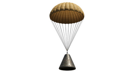 Isolated Space Capsule with Parachute Descending