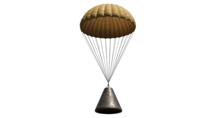 Isolated Space Capsule with Parachute Descending
