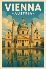 Fototapeta premium Vienna Austria historical architecture skyline reflection in water iconic cityscape tourism travel destination culture and art history exploration
