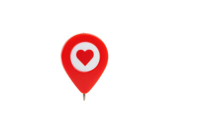 Fototapeta premium Isolated Red Map Pin with Heart Icon