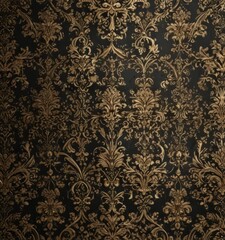 Intricate black & gold damask, metallic sheen,  arabesque,  invitation