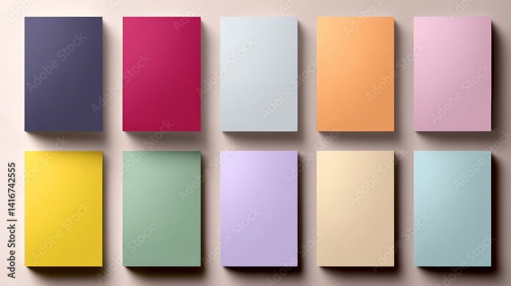 Poster set of colorful boxes arranged in a row. each box has a different color and is labeled with a number