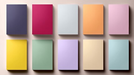 Fototapeta premium Set of colorful boxes arranged in a row. Each box has a different color and is labeled with a number. The boxes are arranged in a way that creates a visually appealing pattern