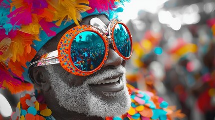 Joyful celebration captured during a vibrant festival with colorful costumes and enthusiastic participants in a lively atmosphere