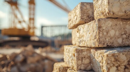 Mushroom Mycelium Bricks on Sustainable Construction Site