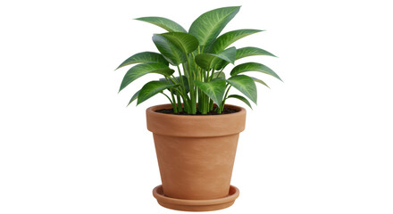 Isolated Dieffenbachia Plant in Terra Cotta Pot Indoor Decor