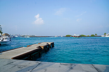 passenger jetty at the maledives airport